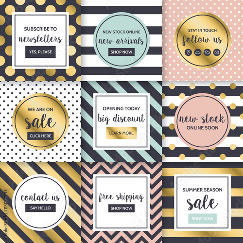 Modern website promotion and sale banners template for social me