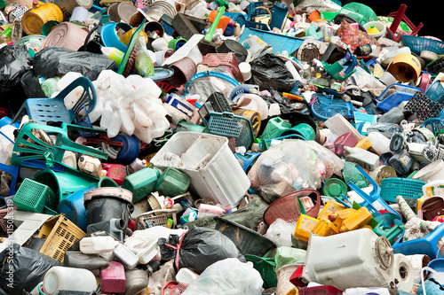 recycling Plastic in junkyard photo