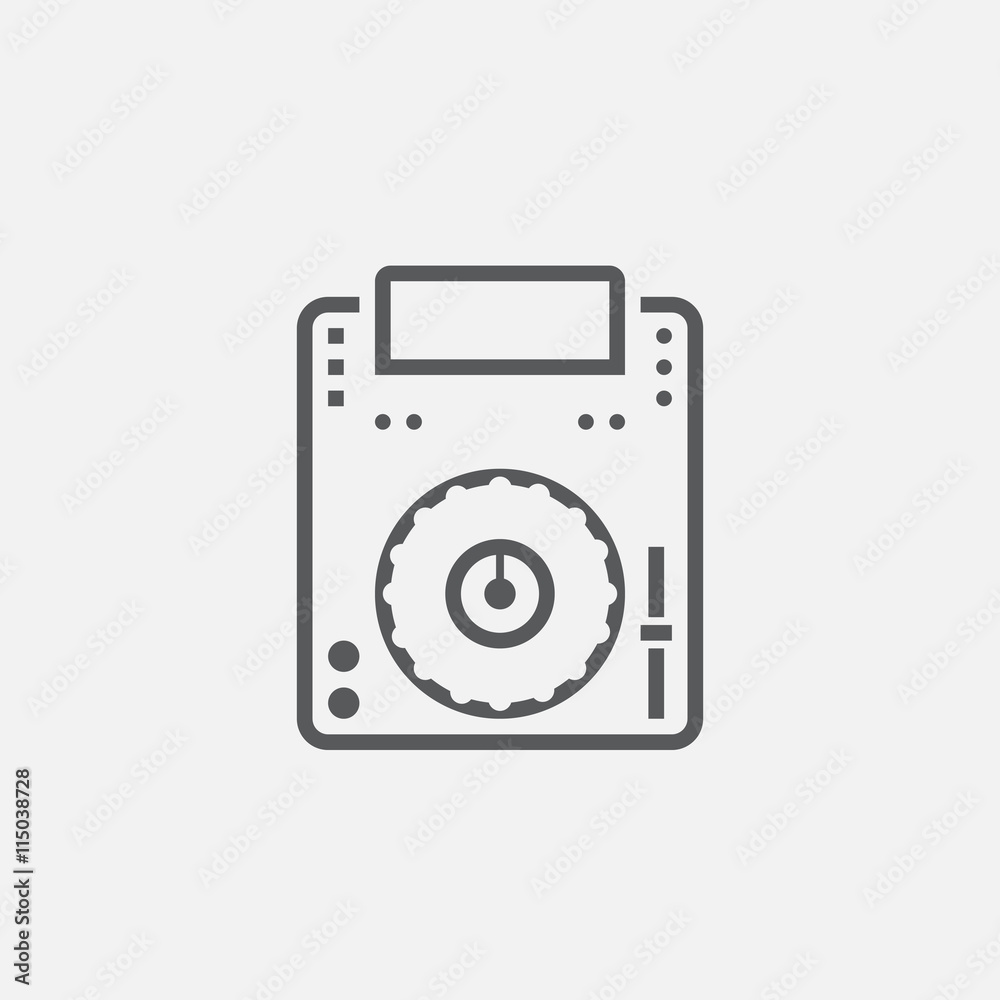 dj cd player line icon, outline vector logo illustration, linear pictogram isolated on gray