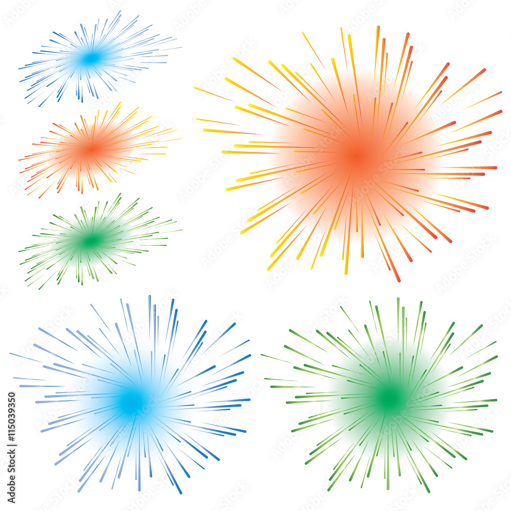 Fireworks on a white background. Colorful fireworks.