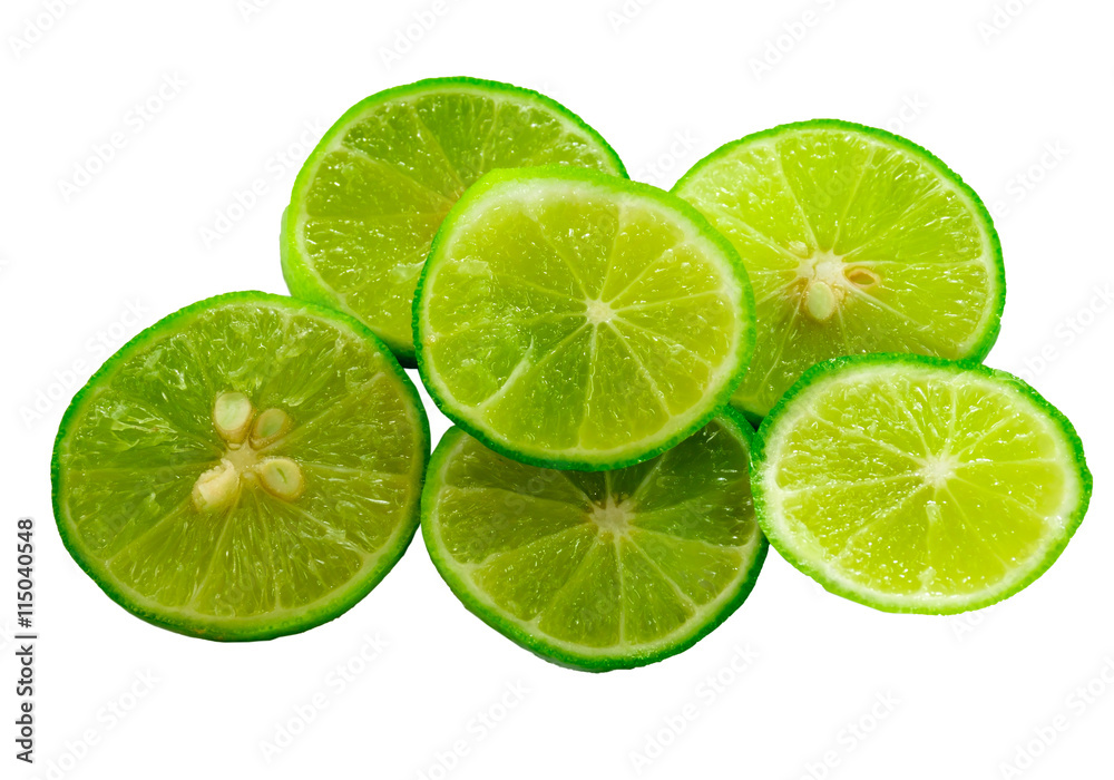 Fresh limes  slice Isolated on white