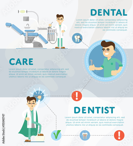 Dental infographics of vector illustration of dentist office or dental clinic. Tooth care, dental care, tooth oral brush tooshpaste. 