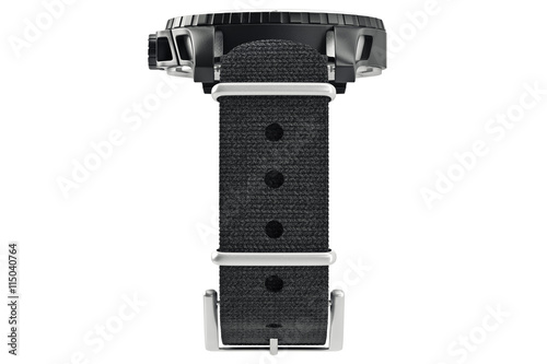 Modern military watch, front view. 3D graphic