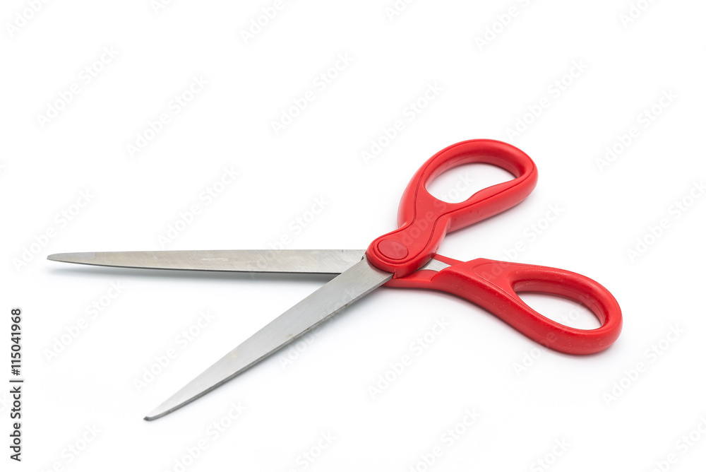 Red scissors on white Red scissors on white