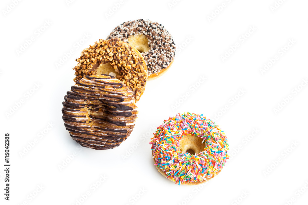 various donuts on white background various donuts on white background