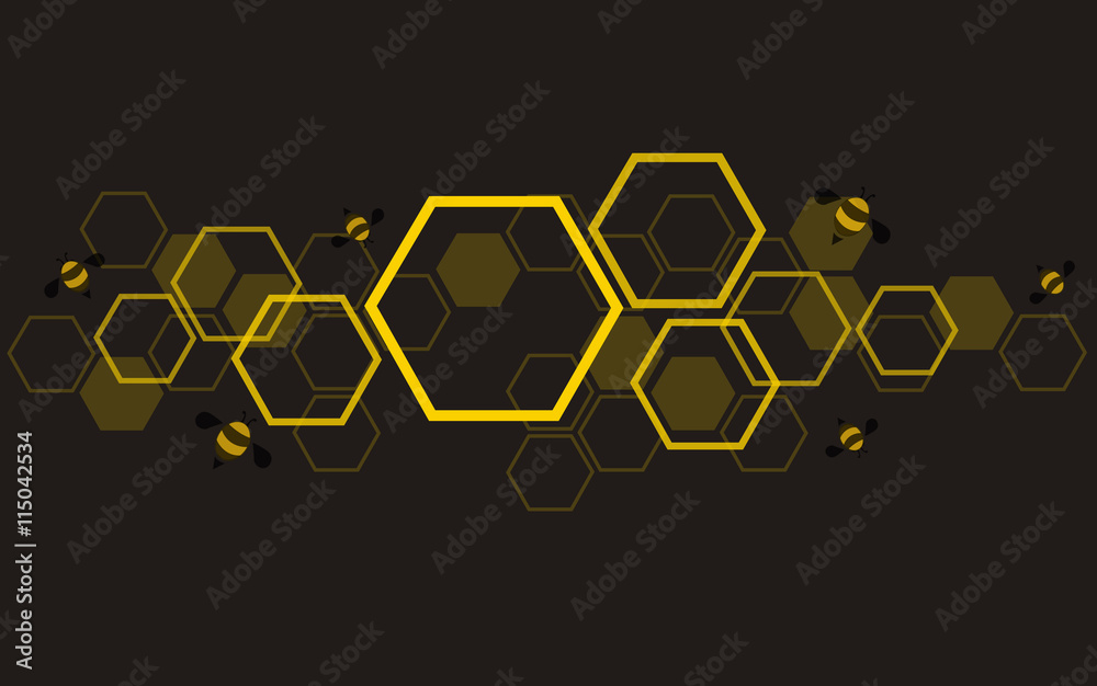 hexagon bee hive design art and space background vector EPS10