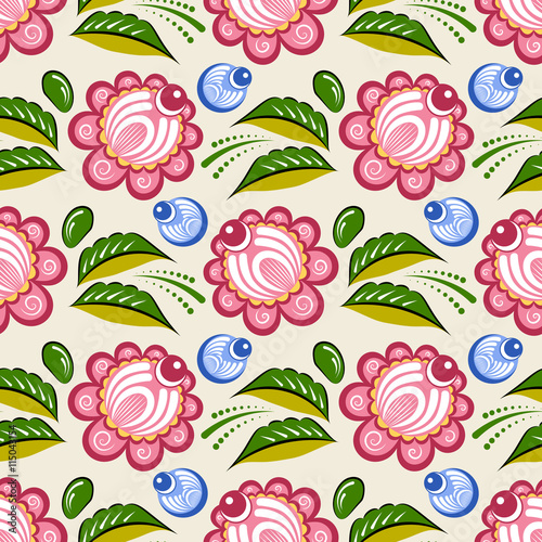 Seamless russian floral pattern photo