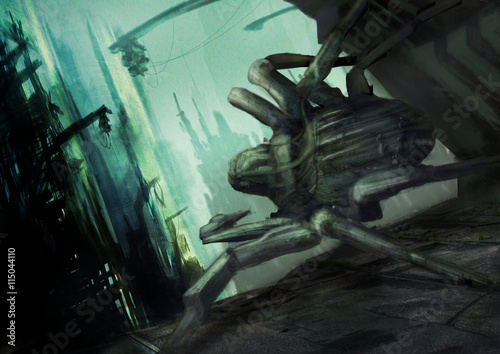 Digital painting of a mecha...
