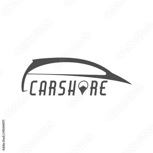 Car share logo design. Car Sharing vector concept. Collective usage of cars via web application. Carsharing icon, car rental element and symbol. Use for webdesign or print. Monochrome design
