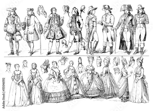 Obraz na plátně Ladies and gentlemen fashion and elegance, early XVIII century