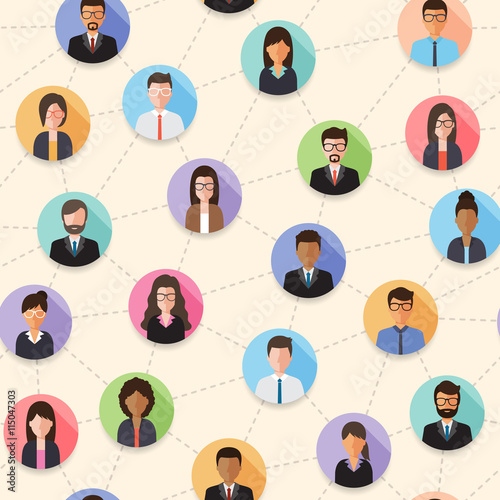 Connected people seamless pattern