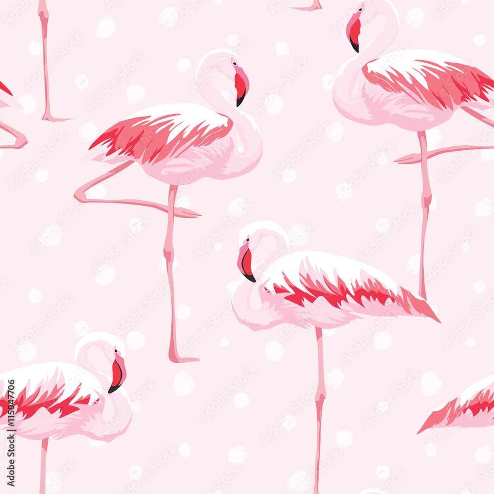 Obraz premium Pink flamingo seamless pattern