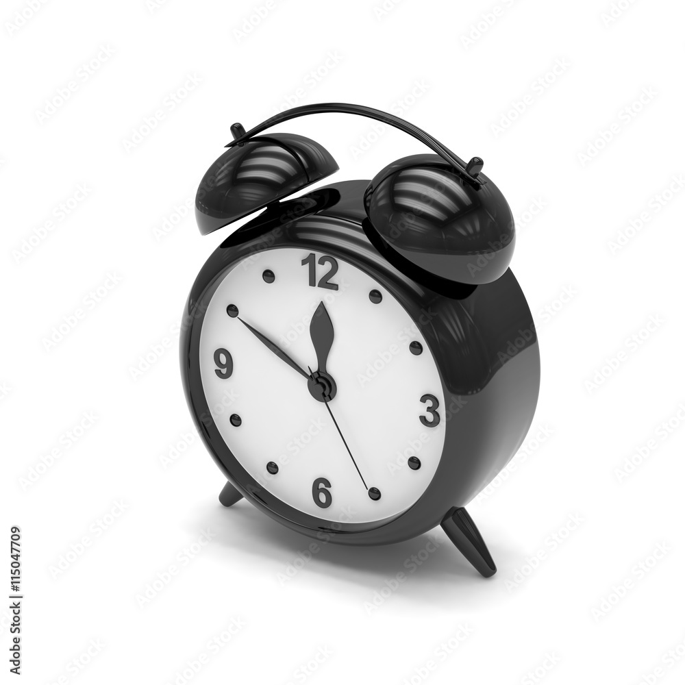 Black alarm clock on white. 3d rendering. Black alarm clock on white. 3d rendering.