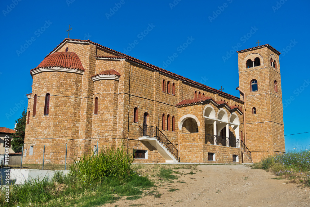 Greek orthodox church near mediterranean coast at Sithonia, Greece