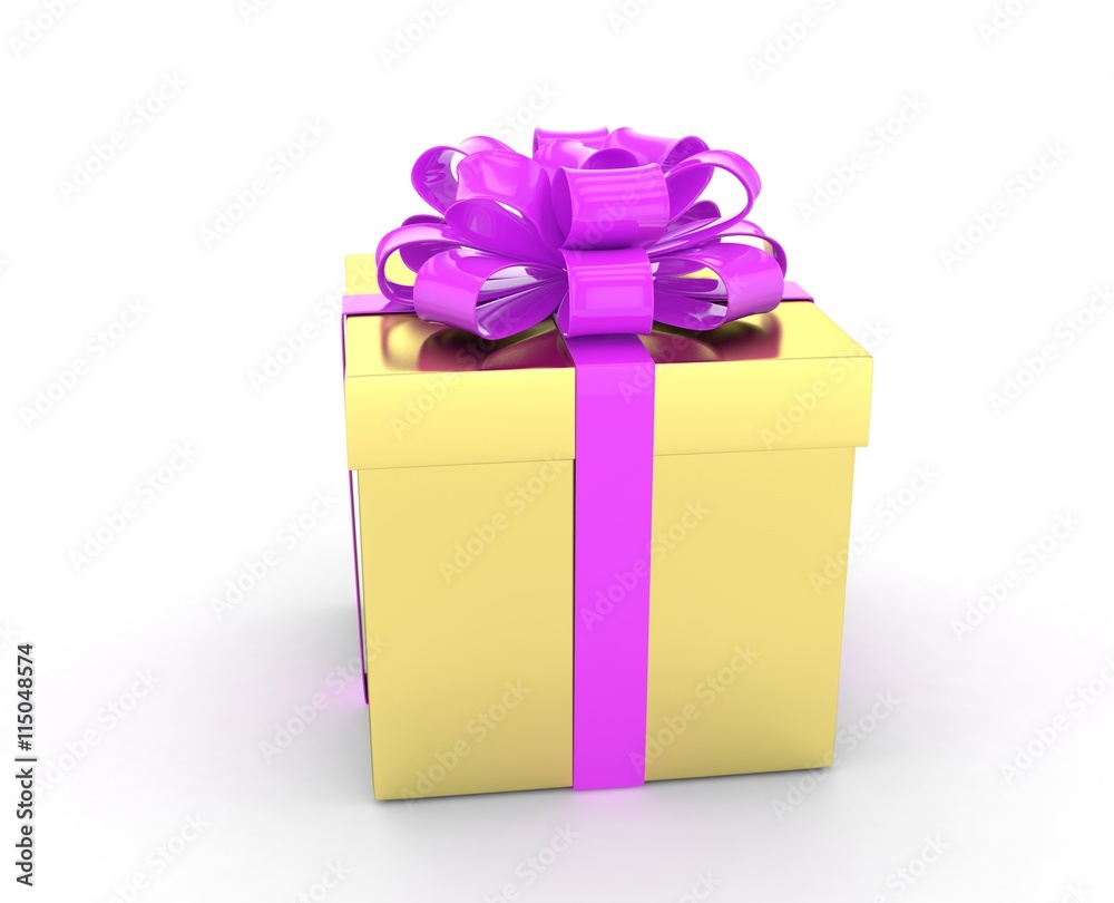 Obraz premium gift box with bows isolated on white. 3d rendering.
