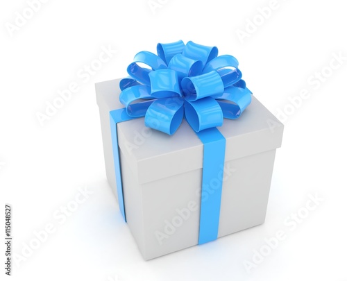 gift box with bows isolated on white. 3d rendering. © Natalia Merzlyakova