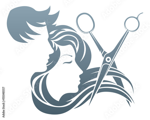 Hairdresser Man and Woman Scissors Concept