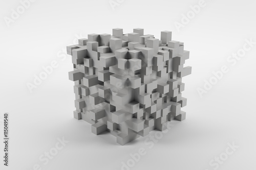 Fototapeta Naklejka Na Ścianę i Meble -  White abstract modern cube with cubic knots on white background