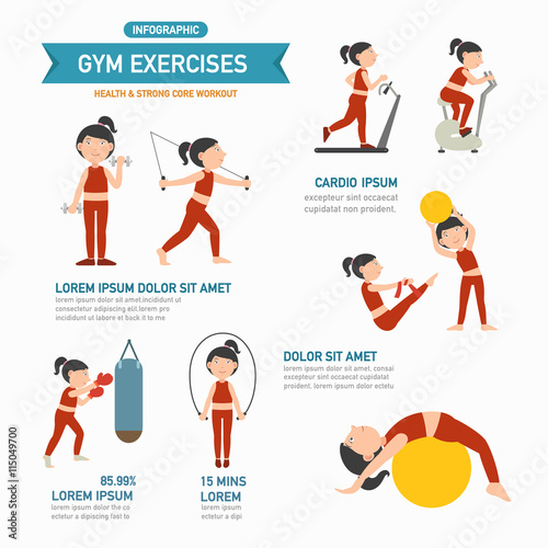 GYM exercise infographics.vector