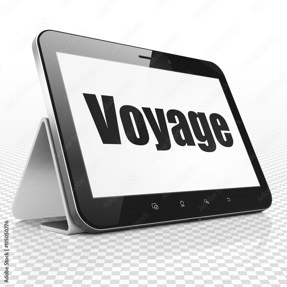 Tourism concept: Tablet Computer with Voyage on display Tourism concept: Tablet Computer with Voyage on display