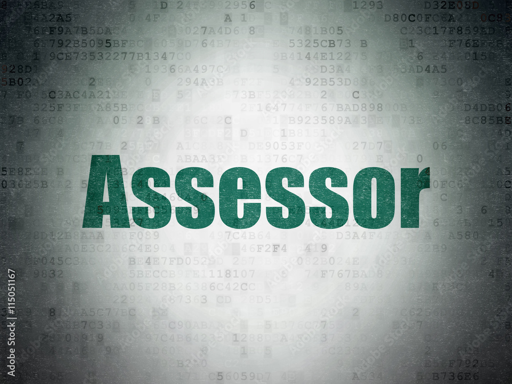 Insurance concept: Assessor on Digital Data Paper background Stock