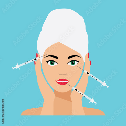 Face Care and Treatment Flat Vector Illustration.