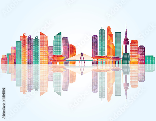 Canvas Print Seoul detailed skyline. Vector illustration