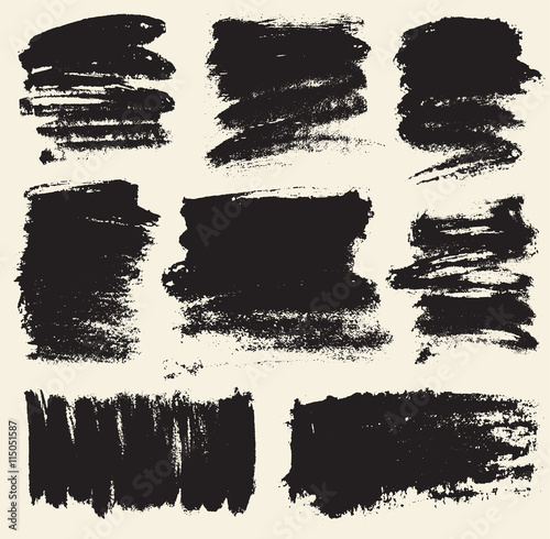 Vector set of hand drawn brush strokes and stains.