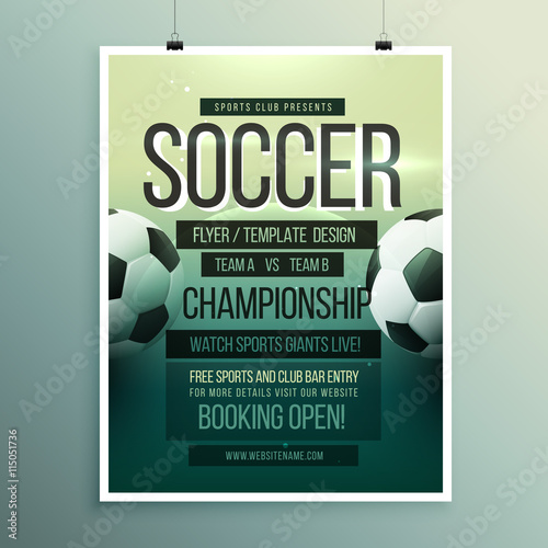soccer tournament championship game flyer brochure template