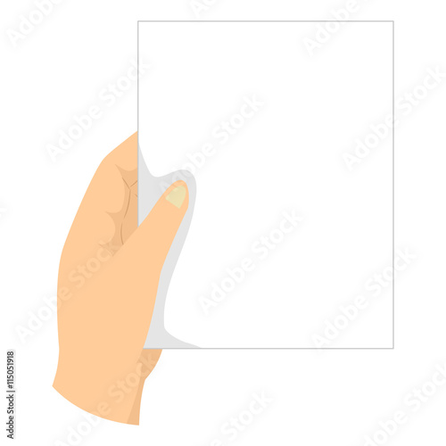 Vector Illustration of Hand holding Blank Paper in Portrait Form