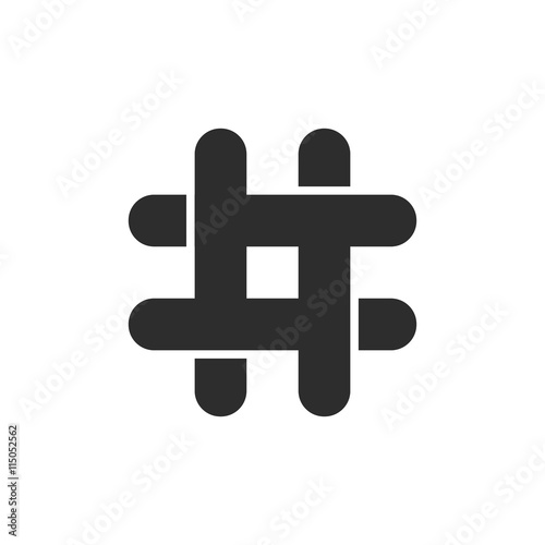 black hashtag icon with cut ends