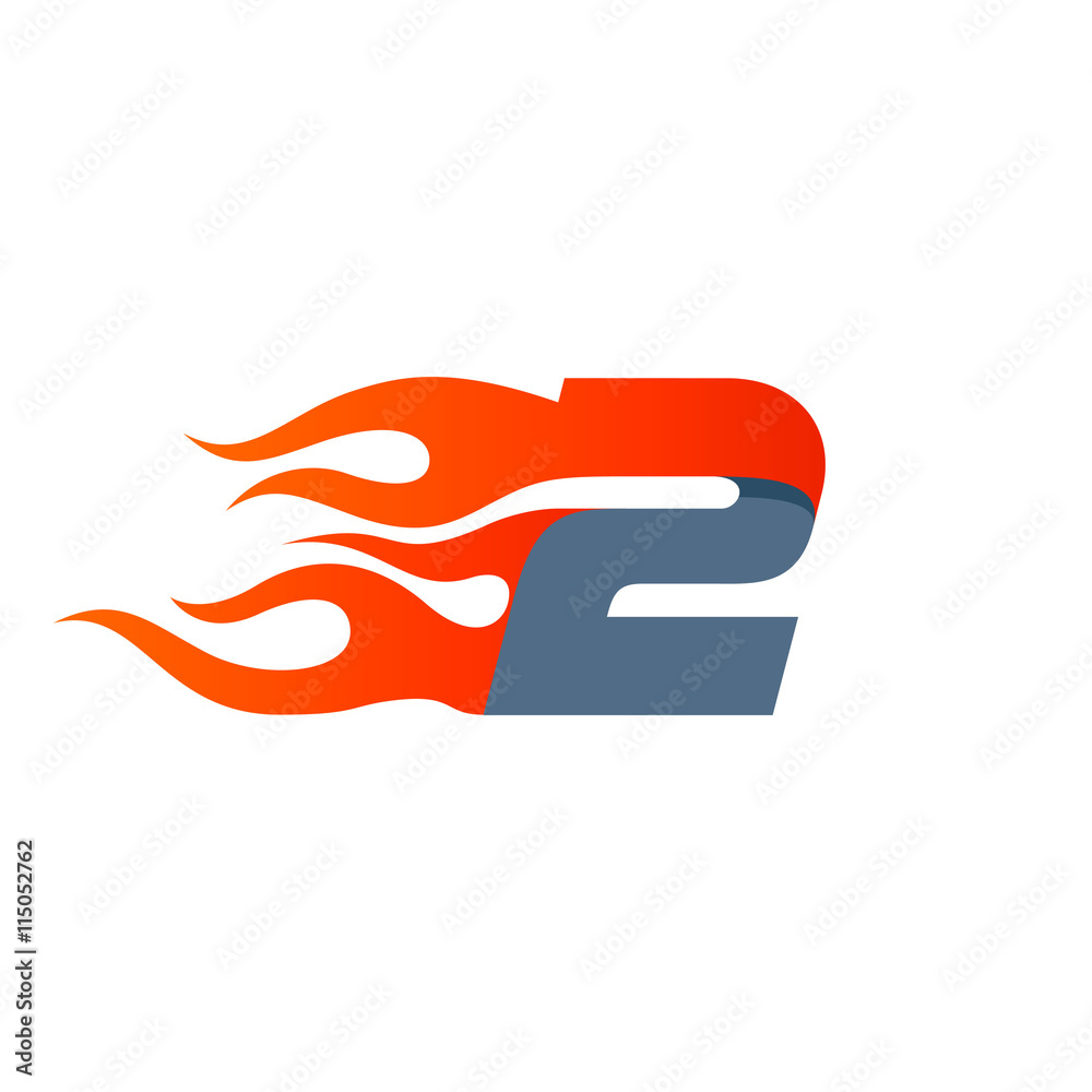 Fast fire number two logo. Speed and sport icon. Fast fire number two logo. Speed and sport icon.