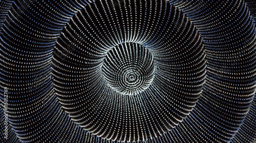 Close up of giant crystal chandelier in the shape of circle loop