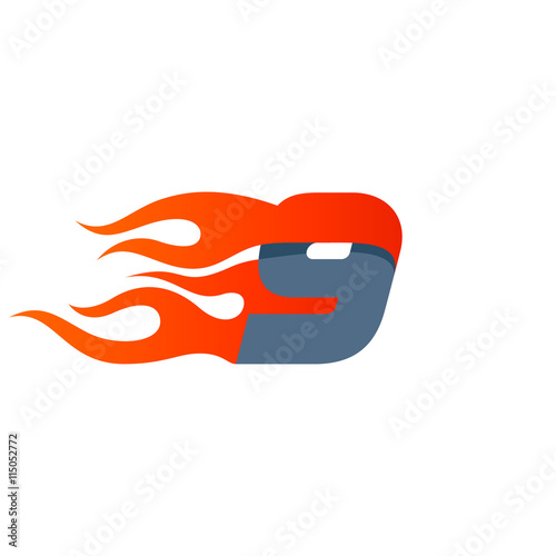 Fast fire number nine logo. Speed and sport icon.
