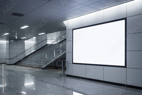 Billboard Banner signage mock up display in subway with stairs photo