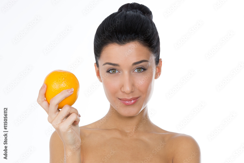 woman with citrus woman with citrus