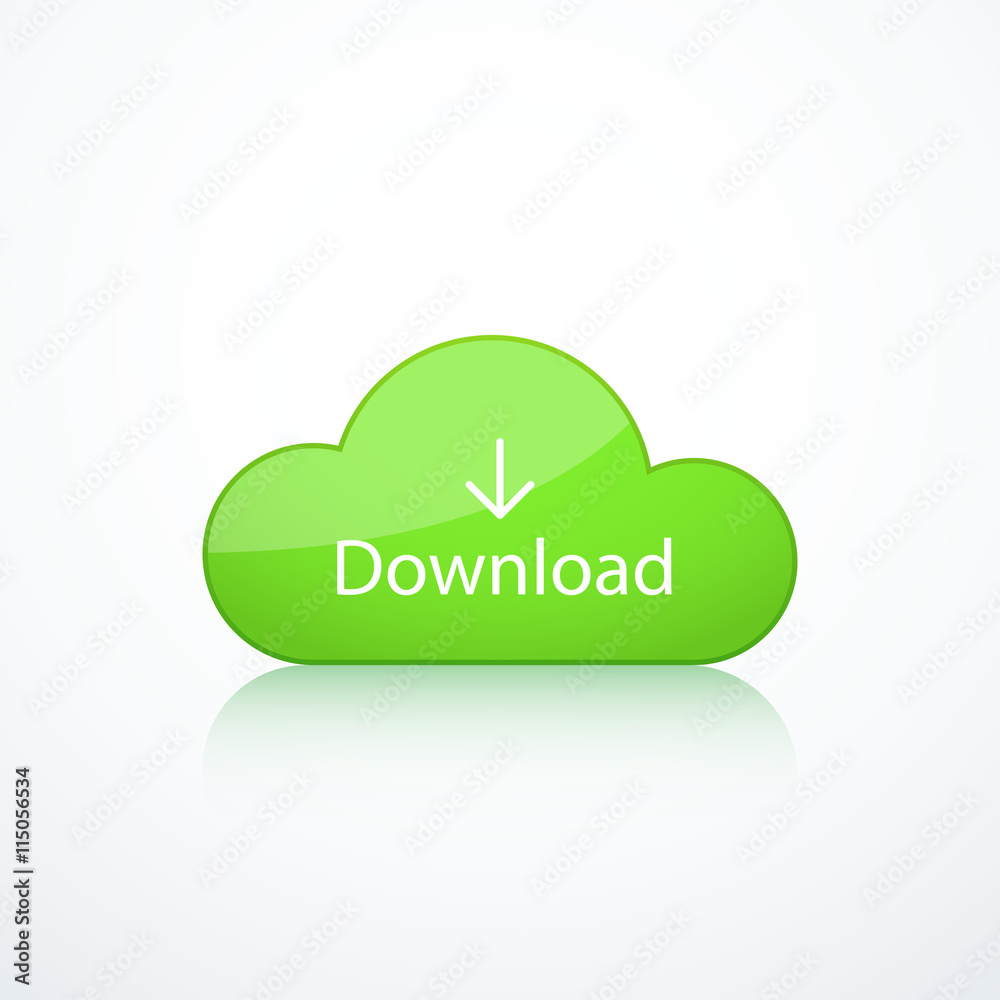 Green download button. Cloud icon Green download button. Cloud icon