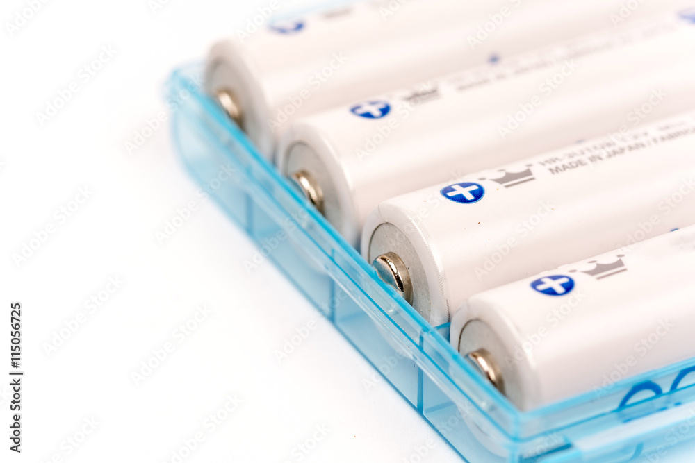 Package of aa battery on the white background