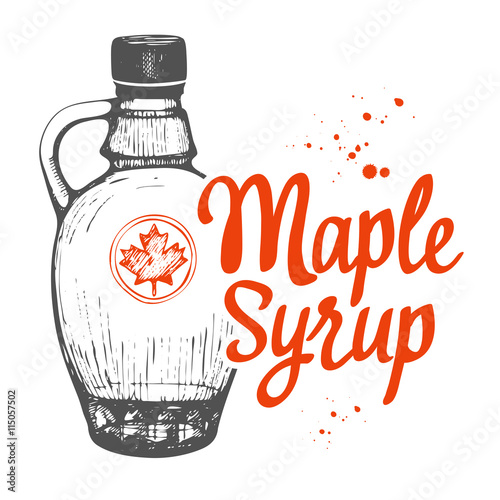 Canadian food in the sketch style. Maple syrup.