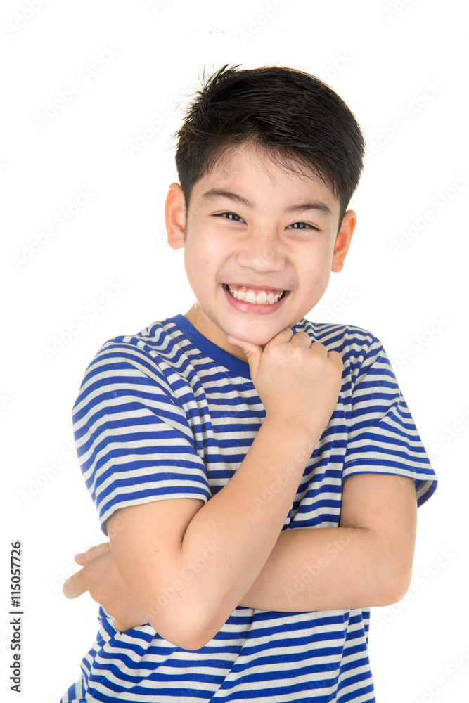 Portrait of asian happy boy smile face and looking at camera on Portrait of asian happy boy smile face and looking at camera on