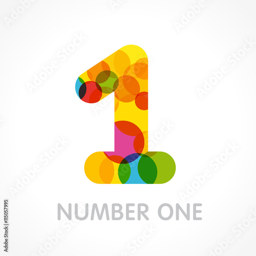 Number one circle color logo. Vector sign Number One 1 first place winner in colorful bubble