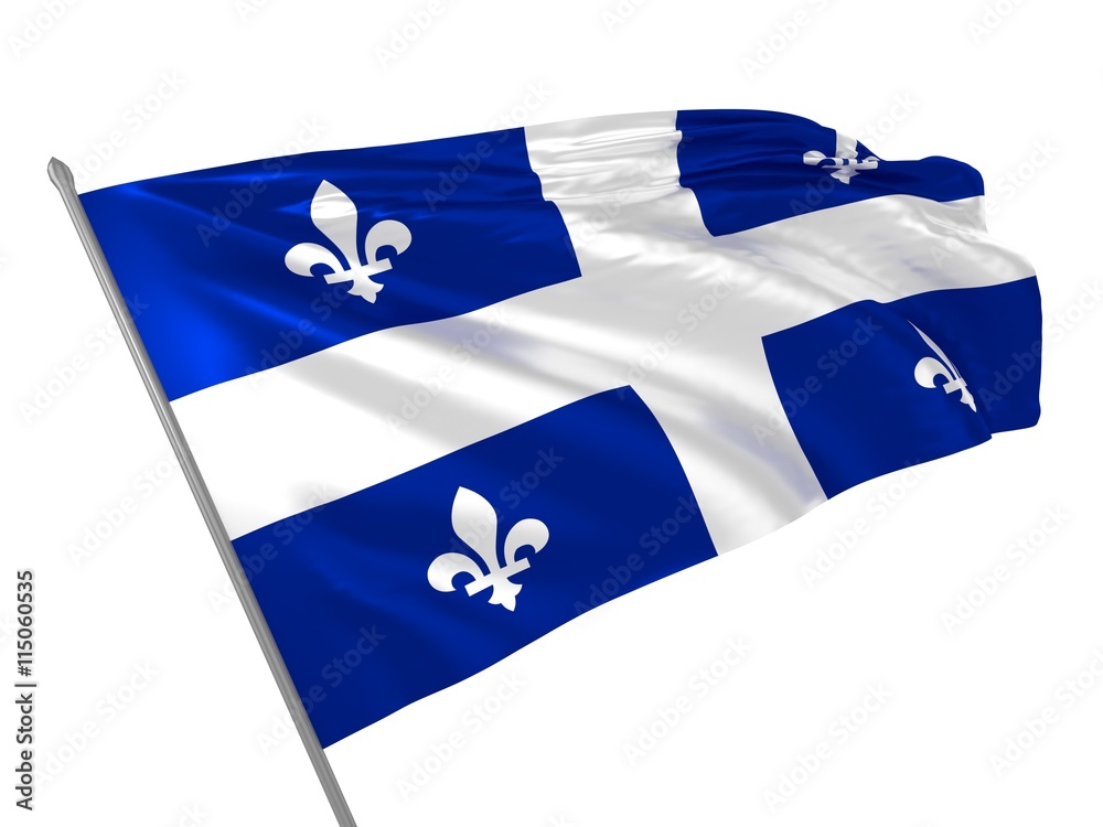 Fototapeta premium 3d illustration of Quebec province flag in Canada waving in the wind