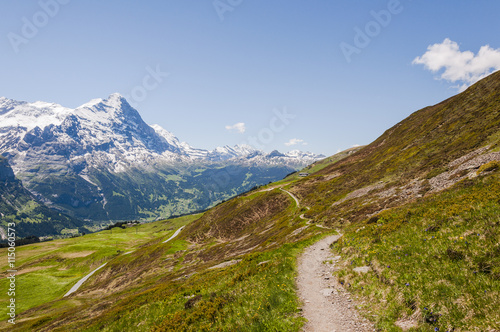 Grindelwald, Berner Oberland, Alpen, Eiger, Eigernordwand, Mönch, First, Waldspitz, Wanderweg, Sommer, Schweiz