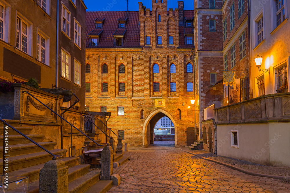 Beautiful architecture of Mariacka (St. Mary) street in Gdansk a