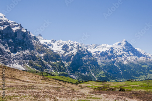 Grindelwald, Berner Oberland, Alpen, Schweizer Berge, Eiger, Schreckhorn, Wetterhorn, Grosse Scheidegg, Wanderweg, Schweizer Berge, Sommer, Schweiz