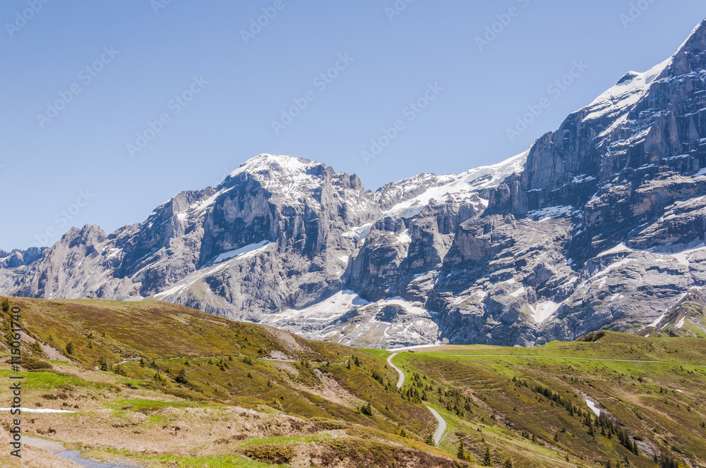 Grindelwald, Berner Oberland, Engelhörner, Wetterhorn, Alpen, Grosse Scheidegg, Wanderweg, Höhenweg, Sommer, Schweiz