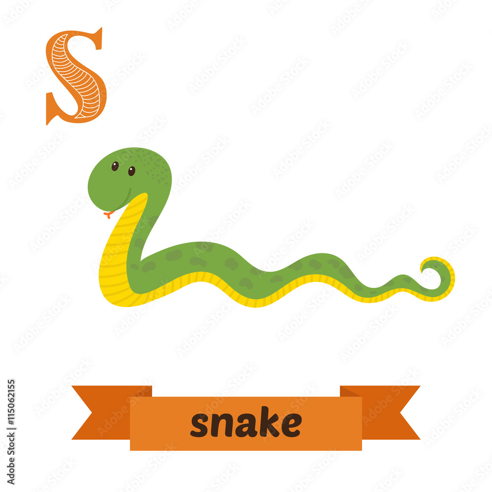 Snake. S letter. Cute children animal alphabet in vector. Funny Stock  Vector | Adobe Stock