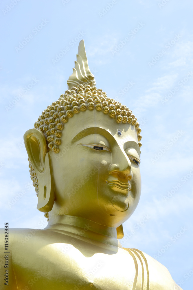Buddha image with sky background,Buddha face Buddha image with sky background,Buddha face