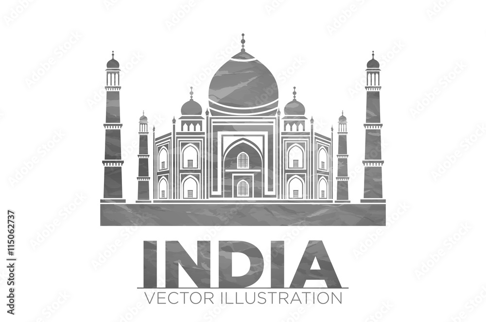 Stencil of the Taj Mahal on a gray background. vector