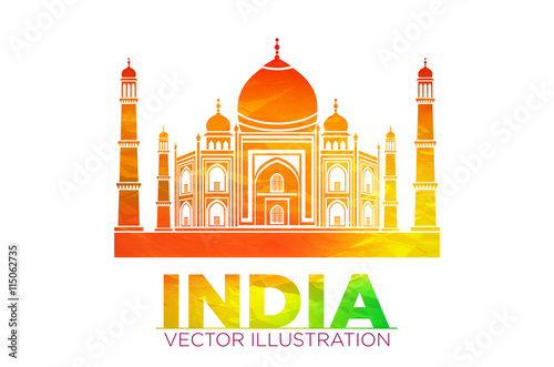 Stencil of the Taj Mahal on a sunset background. vector